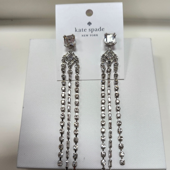 NWT Kate Spade Silver-Tone Shimmy Fringe Earrings - Picture 2 of 8